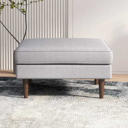 Amber Square Upholstered Ottoman (Light Gray Linen)
