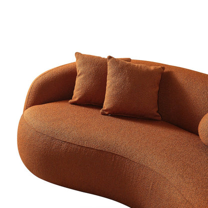 Drake Burnt Orange Japandi Style Curvy Boucle Sofa