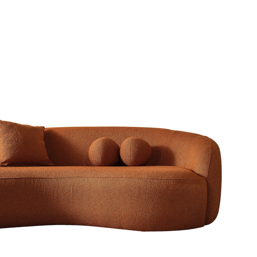 Drake Burnt Orange Japandi Style Curvy Boucle Sofa