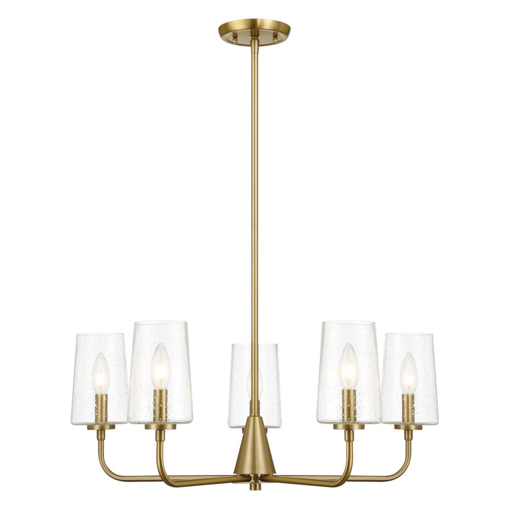 Dazzle Five Lights Chandelier With Clear Seeded Glass -Satin Brass