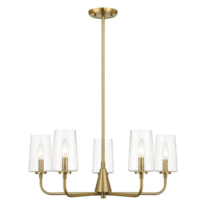 Dazzle Five Lights Chandelier With Clear Seeded Glass -Satin Brass