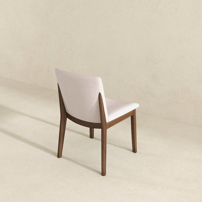 Laura  Beige Linen Solid Wood Dining Chair (Set Of 2)