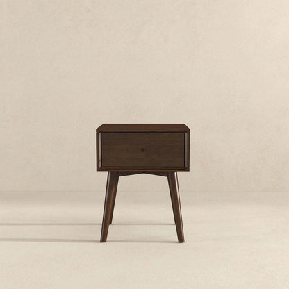 Avery Solid Wood Walnut Night Stand with Single Drawer