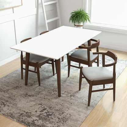 Levi Modern Style Solid Wood Rectangular White Top Dining Table 47"