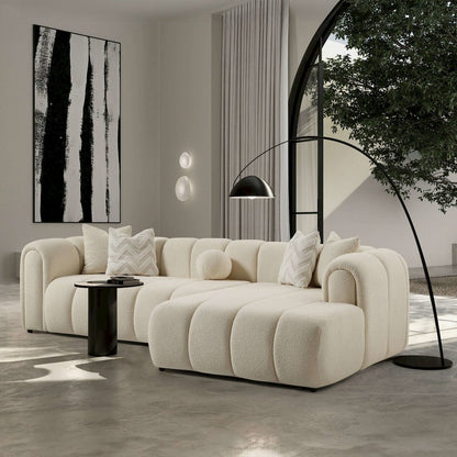 Beatrice Modern Tufted Ivory Boucle Right-Facing Sectional Sofa