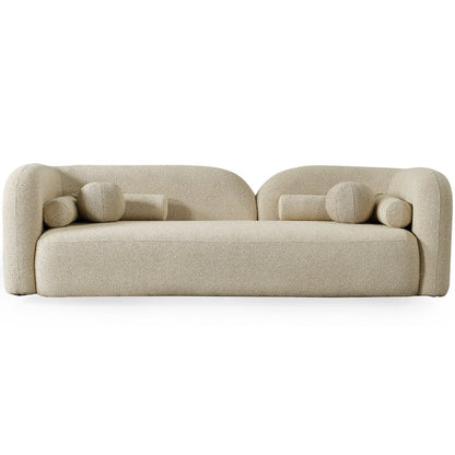 Beige Cloud Sofa, Comfy Couch with Solid Wood Frame and Boucle Upholstery
