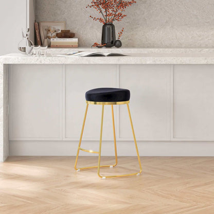Jane 26" Luxury Black Upholstered Stool