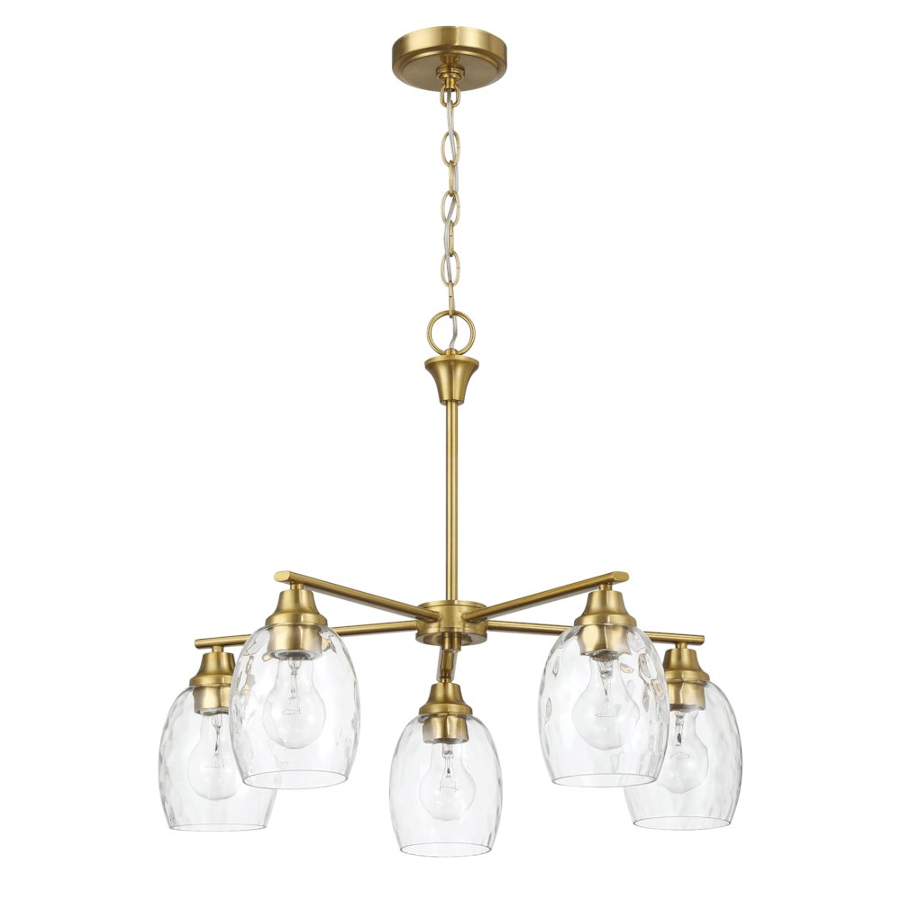 Elegance Five Lights Linear Arms with Golden Brass Finish Chain Chandelier