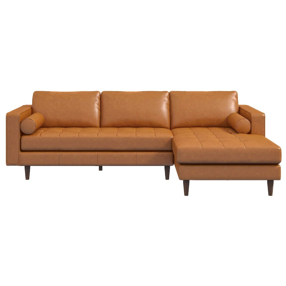 Anthony Genuine Tan Leather Right-Facing Sectional Sofa