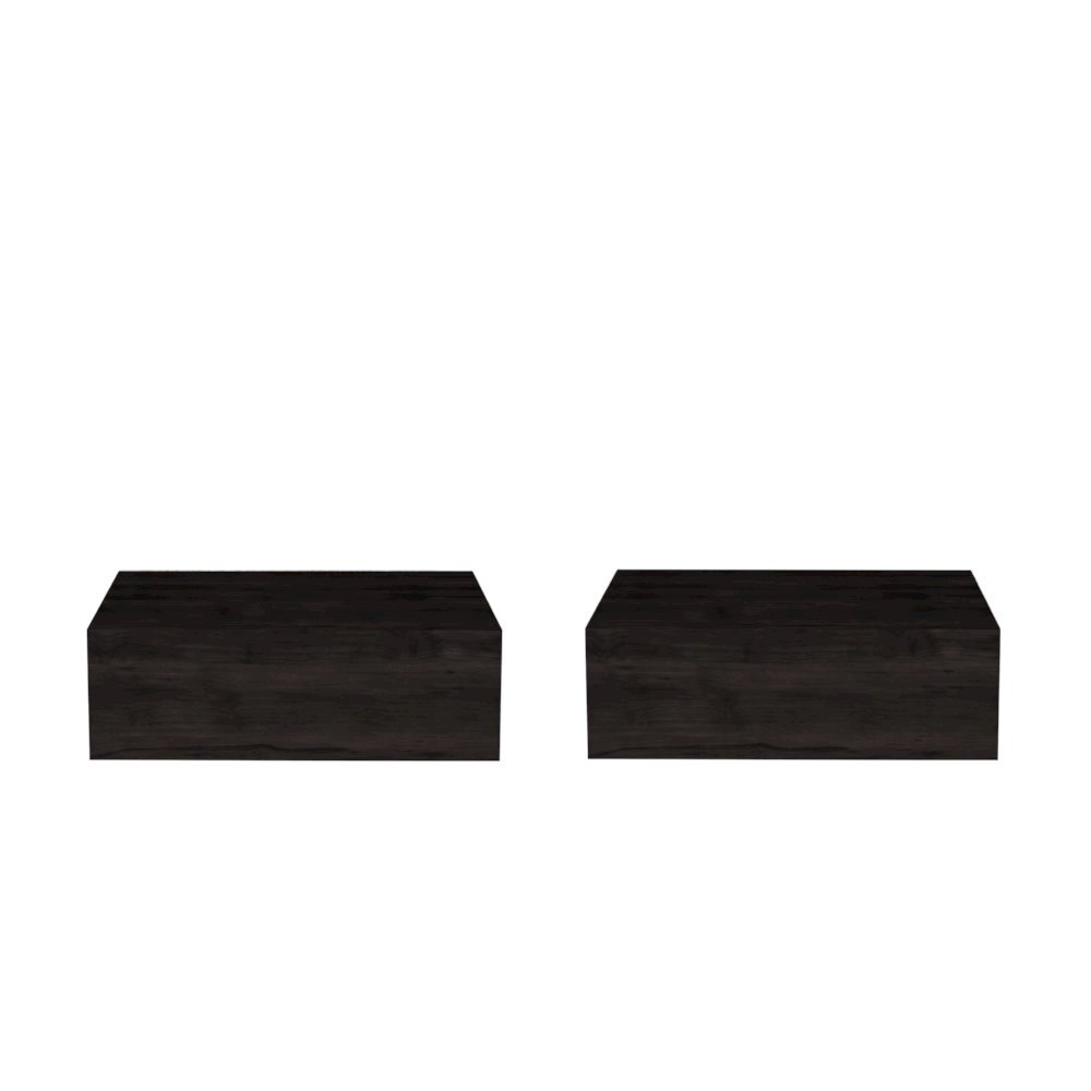 Custer Floating Nightstands Set of 2 - Wall Mounted Bedside Tables, Gray Walnut