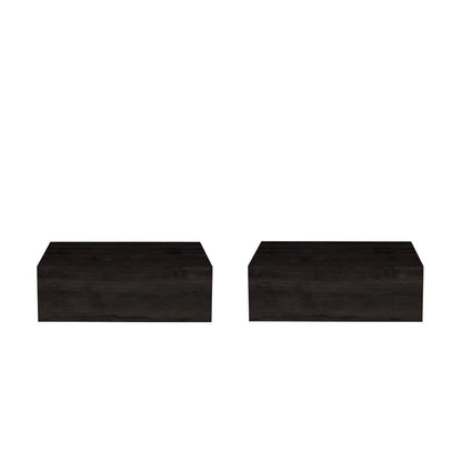 Custer Floating Nightstands Set of 2 - Wall Mounted Bedside Tables, Gray Walnut