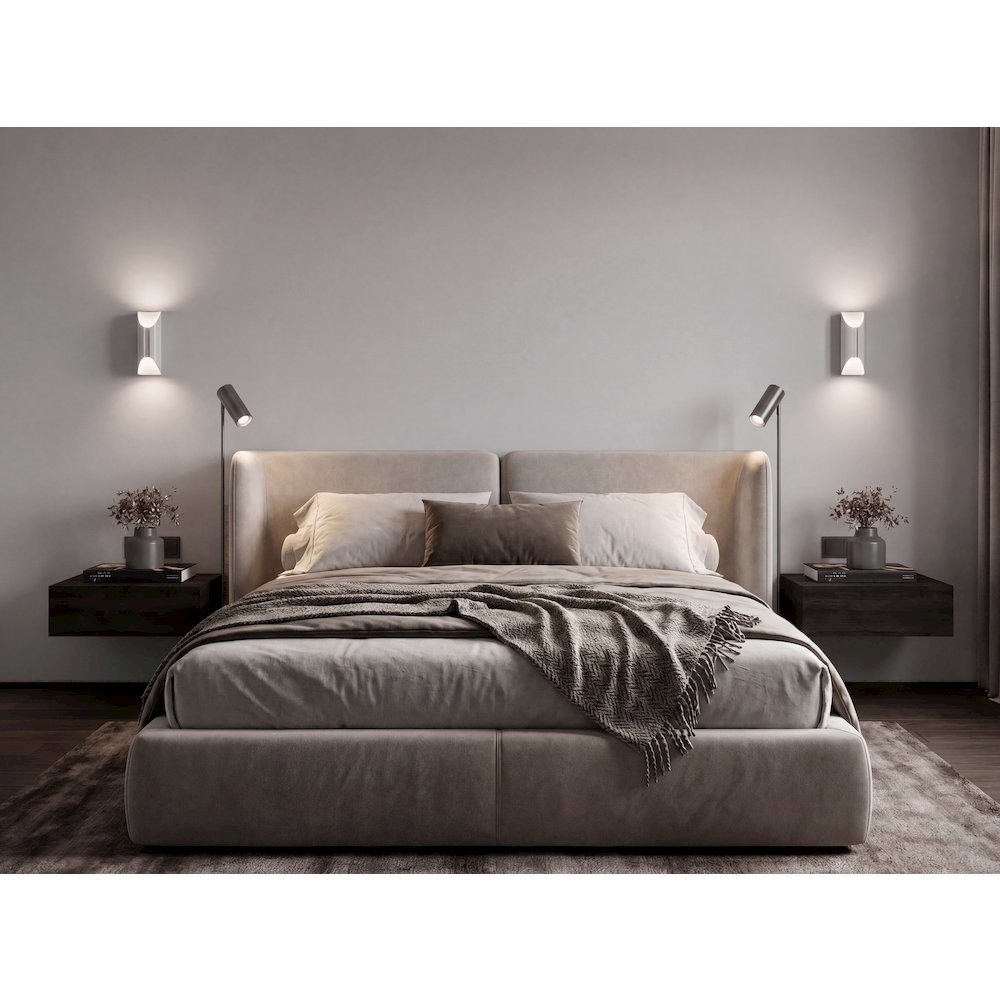 Custer Floating Nightstands Set of 2 - Wall Mounted Bedside Tables, Gray Walnut
