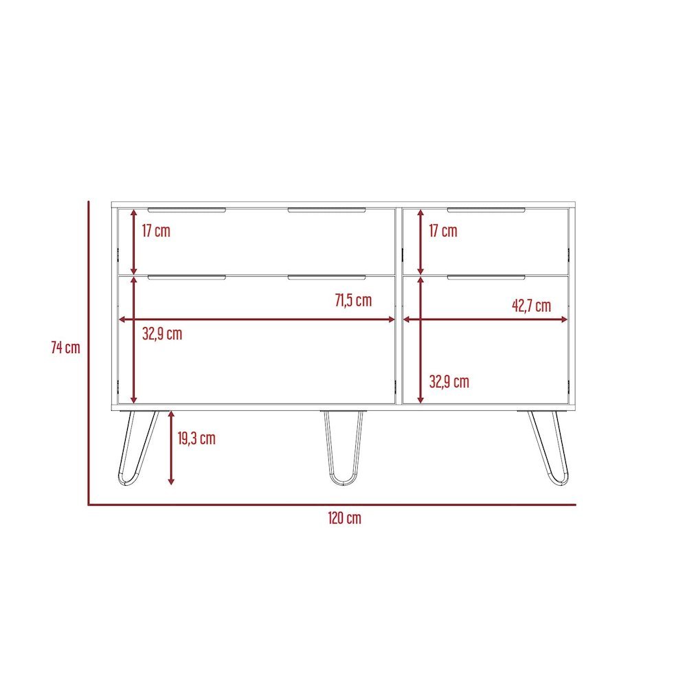 Olimpo 6-Drawer Storage Dresser - Sturdy Engineered Wood, Minimalist Design