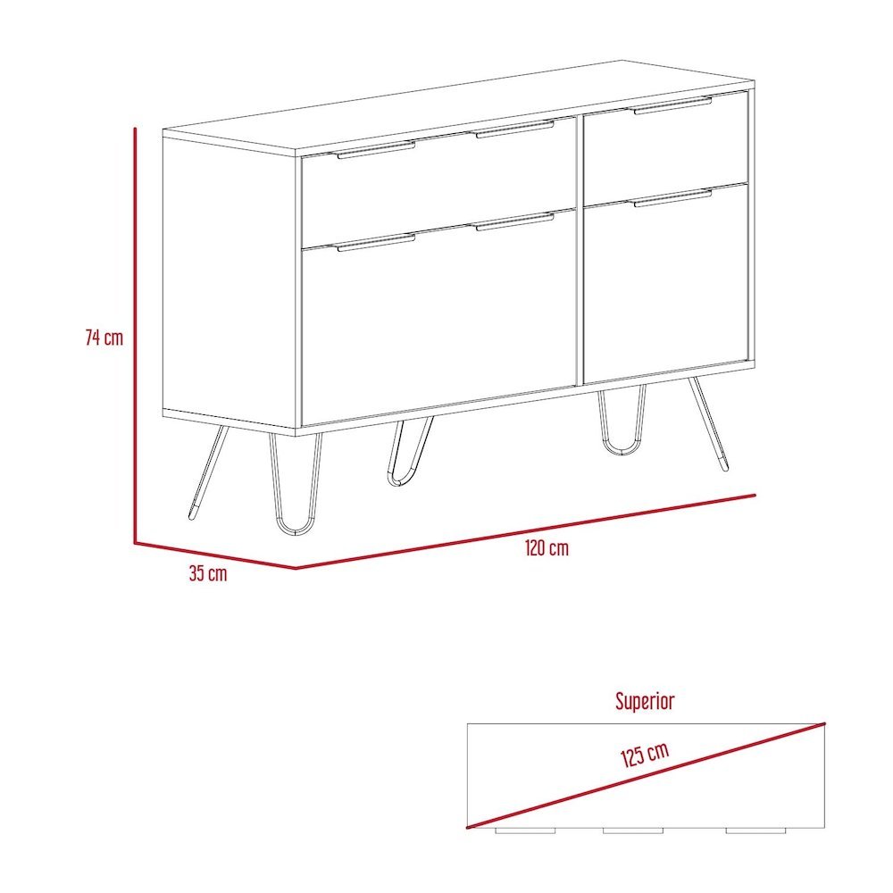 Olimpo 6-Drawer Storage Dresser - Sturdy Engineered Wood, Minimalist Design