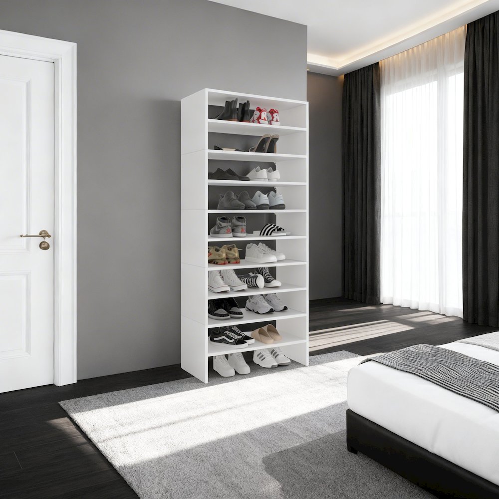 Berlin Shoe Rack with Open Shelves,  Ideal for Modern Home Spaces, White