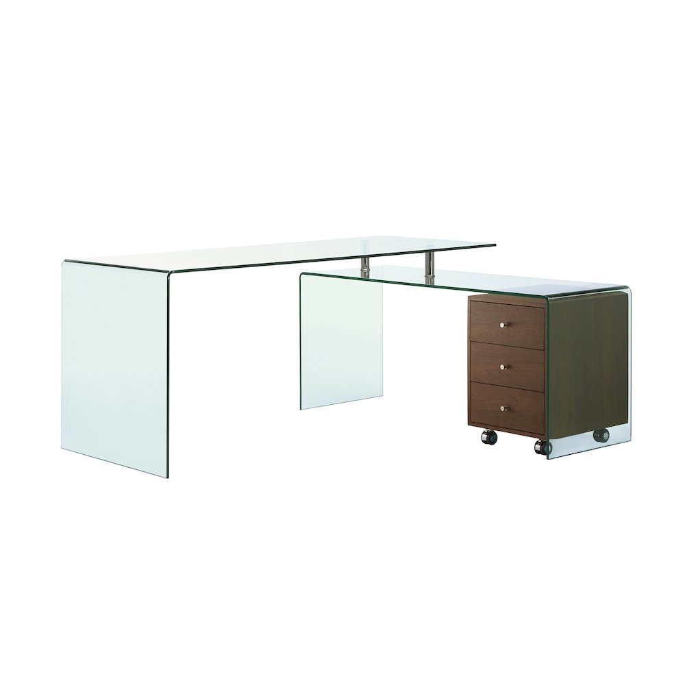 Rio Office Desk In Clear Glass With Storage