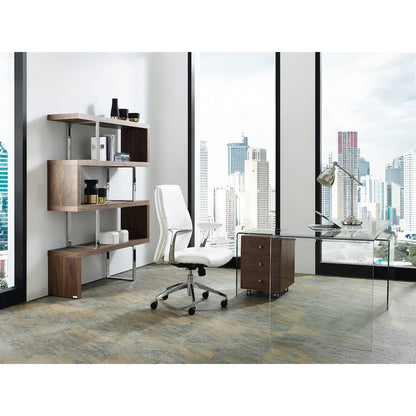 Rio Office Desk In Clear Glass With Storage