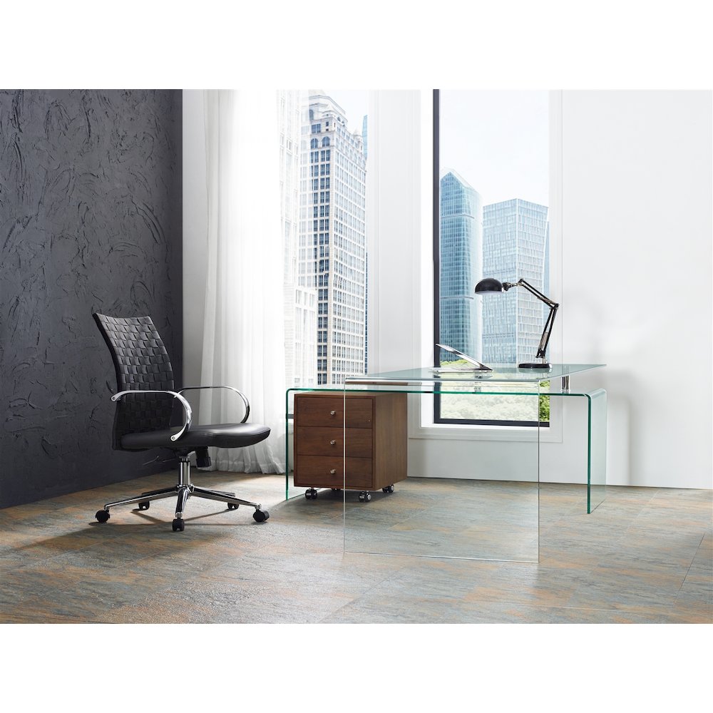 Rio Office Desk In Clear Glass With Storage
