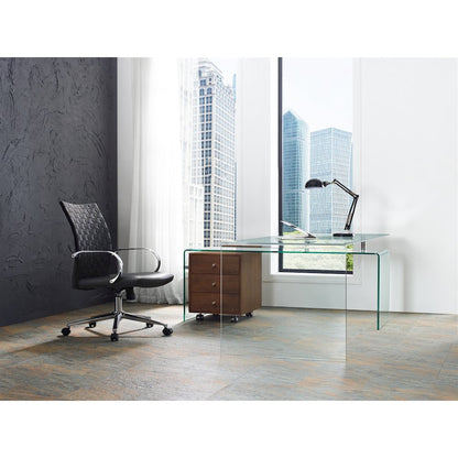 Rio Office Desk In Clear Glass With Storage