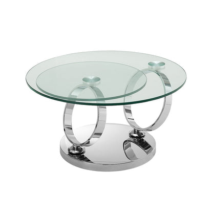 Satellite Round Extendable Swivel Coffee Table In Clear Glass