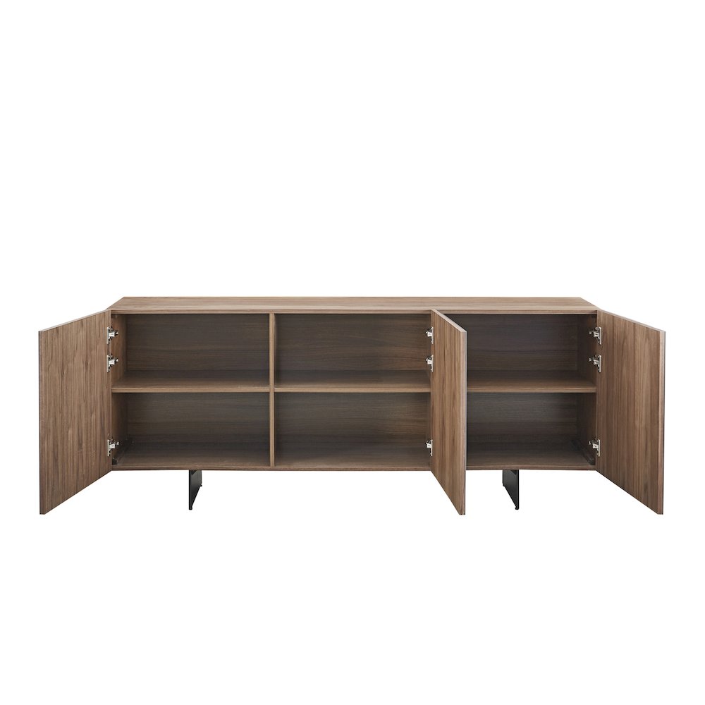 Totem Buffet In Walnut - Black Marbled Porcelain With Storage