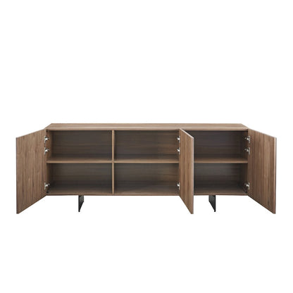 Totem Buffet In Walnut - Black Marbled Porcelain With Storage