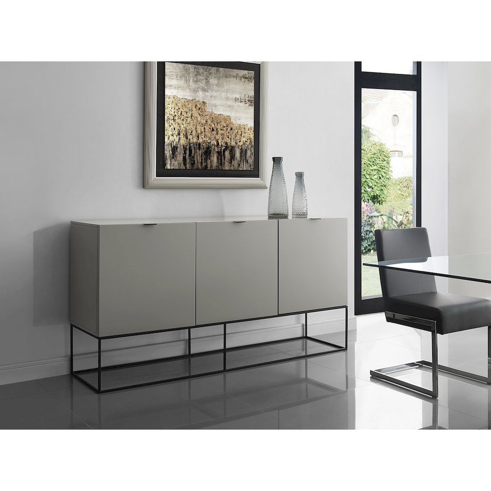Vizzione Buffet In Taupe High Gloss With Storage