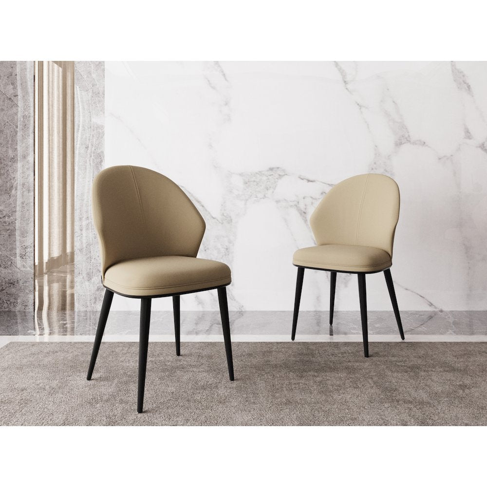 Totem Set Of 2 Dining Chair In Taupe Pu-Leather
