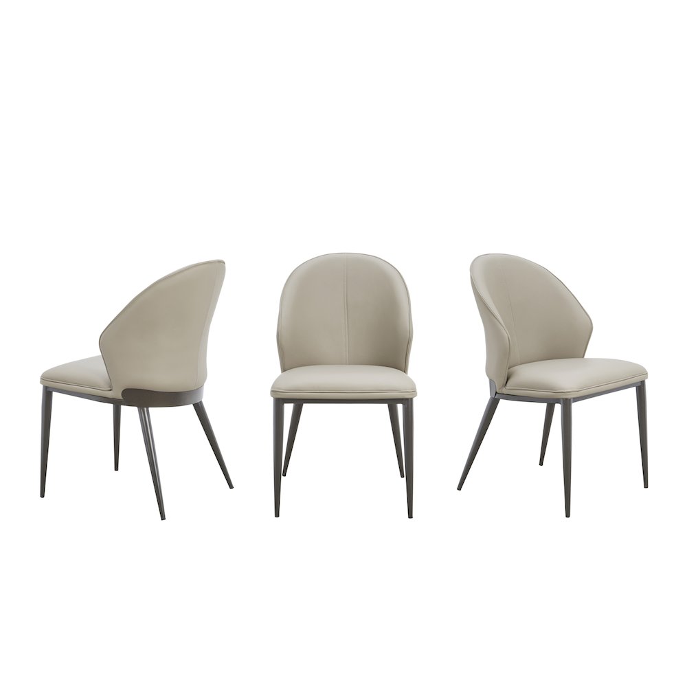 Totem Set Of 2 Dining Chair In Taupe Pu-Leather