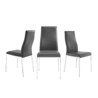 Firenze Set Of 2 Dining Chair In Gray Pu Leather