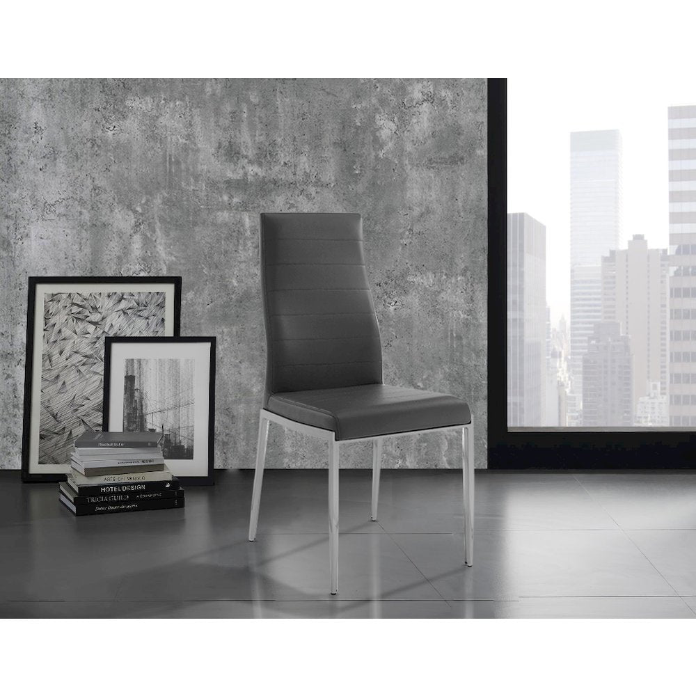 Firenze Set Of 2 Dining Chair In Gray Pu Leather