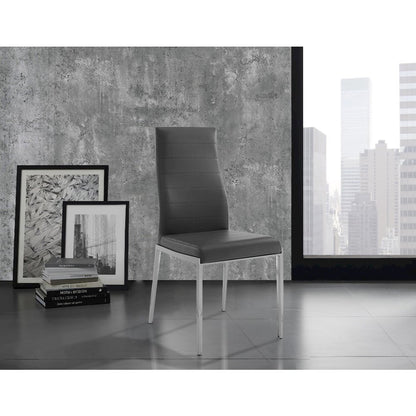 Firenze Set Of 2 Dining Chair In Gray Pu Leather