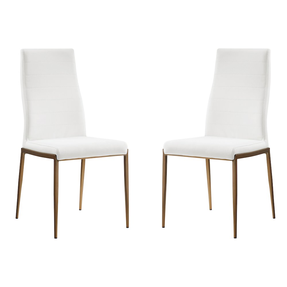 Firenze Set Of 2 Dining Chair In White Pu-Leather