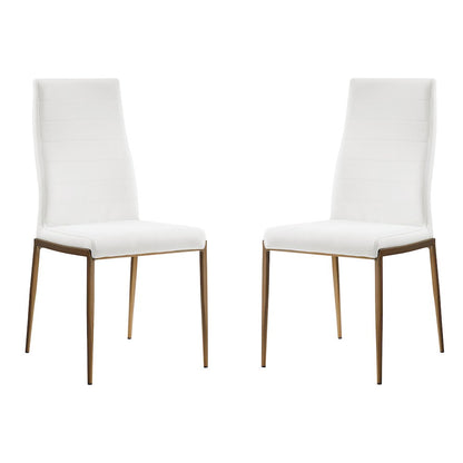 Firenze Set Of 2 Dining Chair In White Pu-Leather