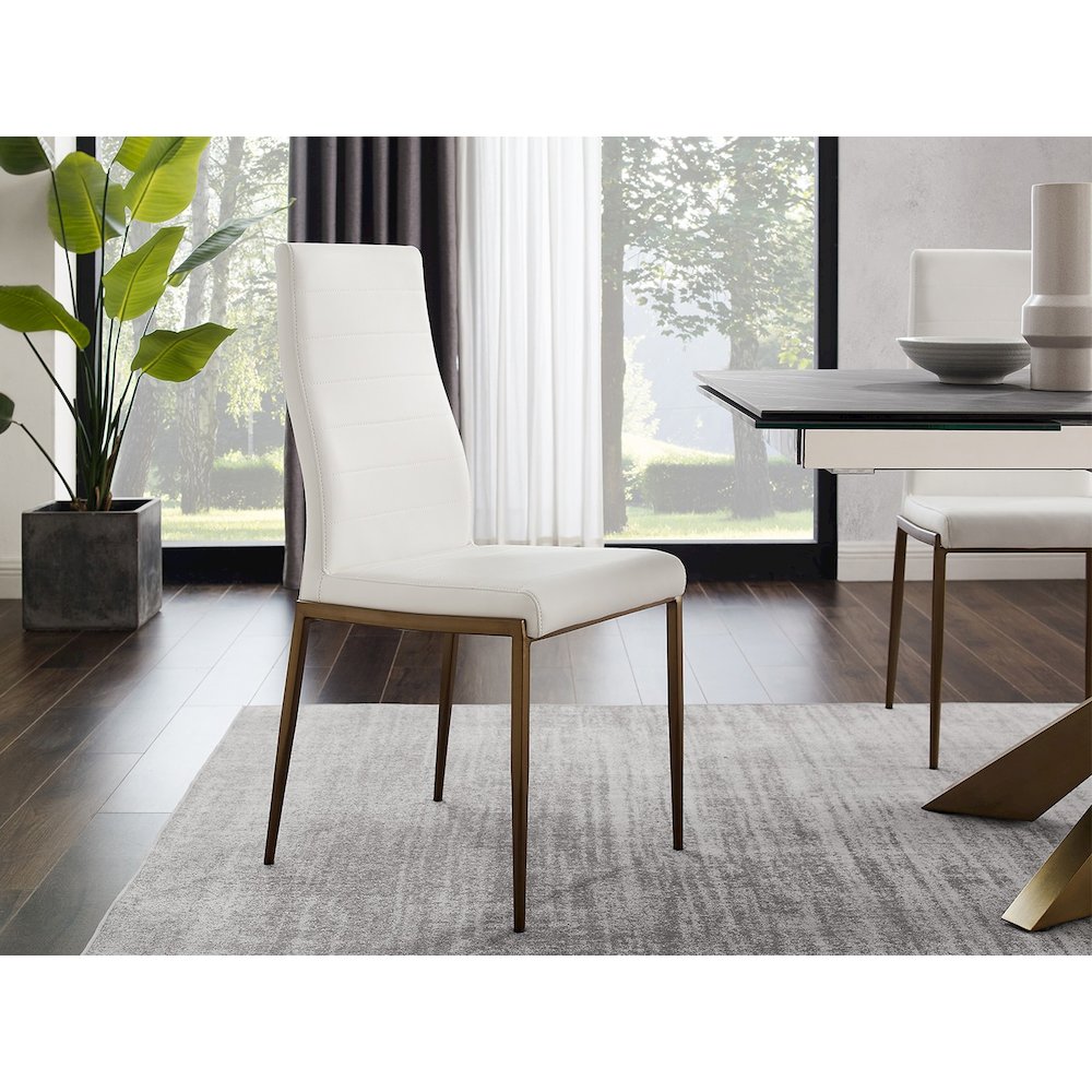 Firenze Set Of 2 Dining Chair In White Pu-Leather