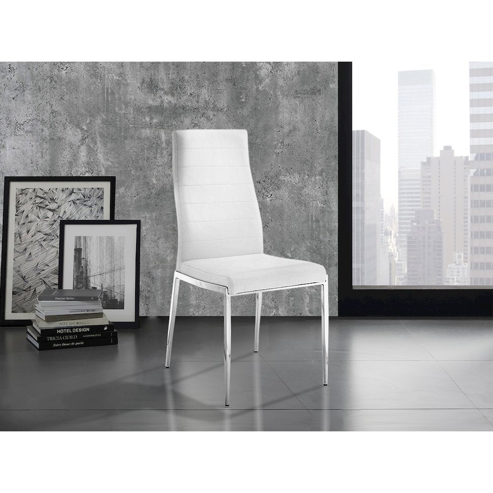 Firenze Set Of 2 Dining Chair In White Pu Leather