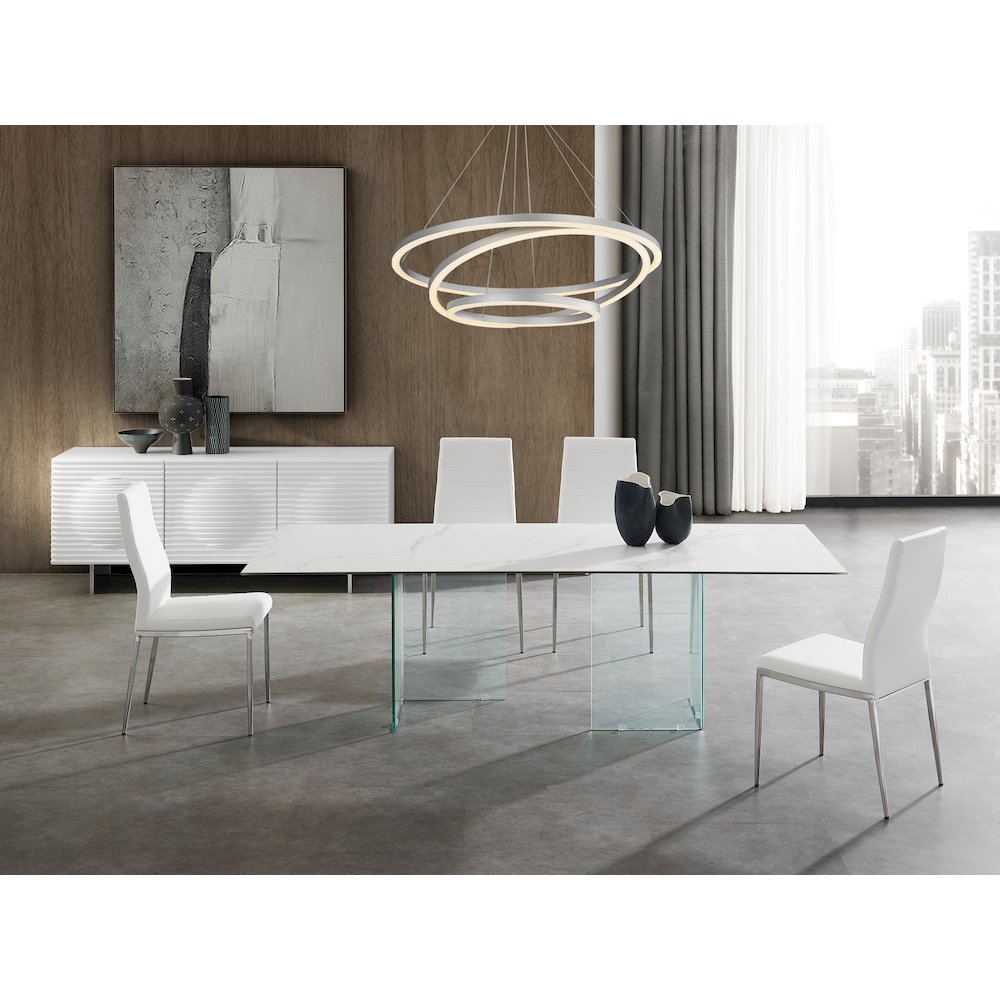 Firenze Set Of 2 Dining Chair In White Pu Leather