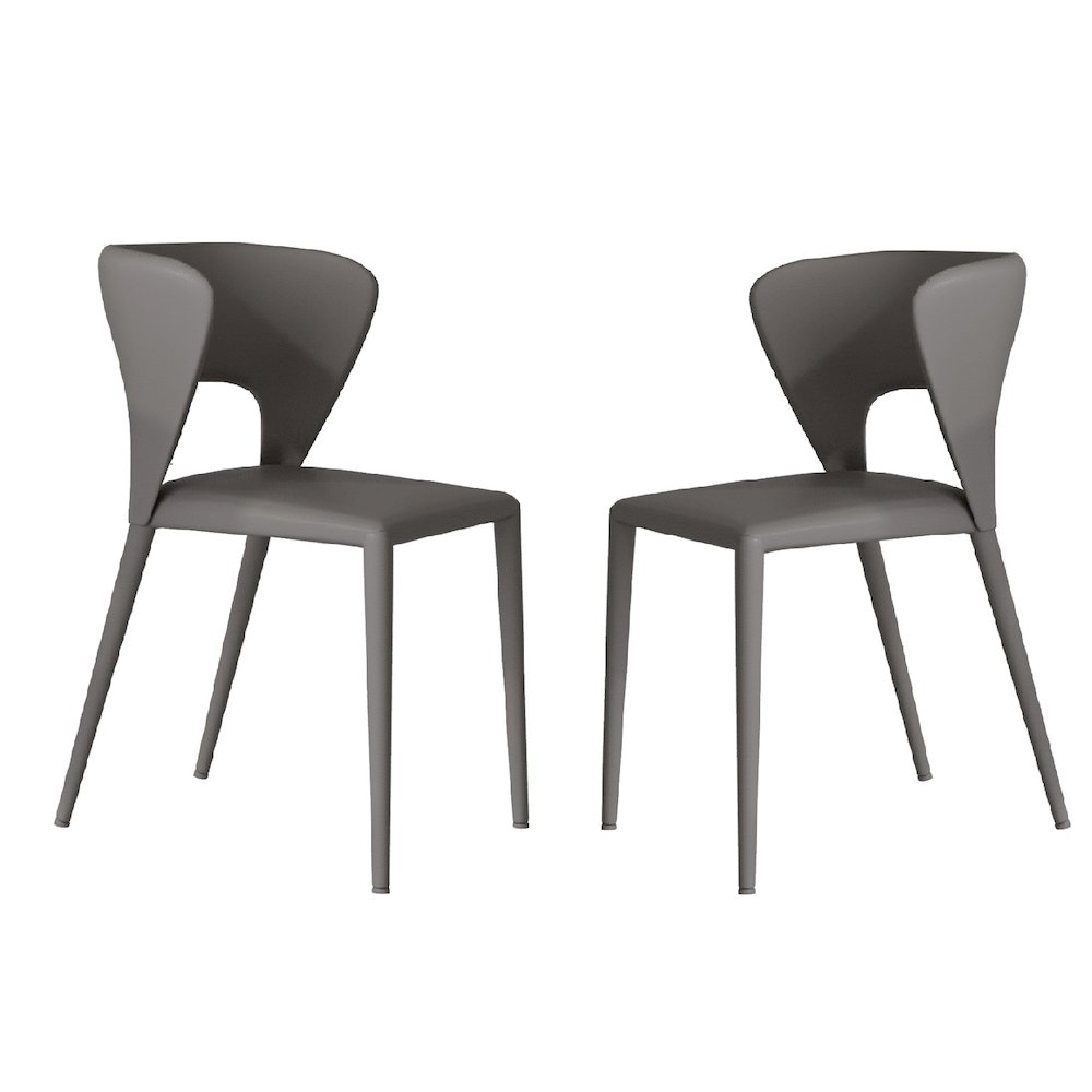 Layla Set Of 2 Dining Chair In Gray Pu-Leather