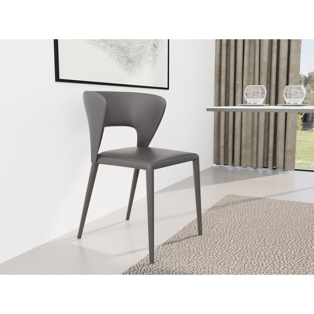 Layla Set Of 2 Dining Chair In Gray Pu-Leather