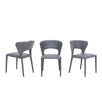 Layla Set Of 2 Dining Chair In Gray Pu-Leather