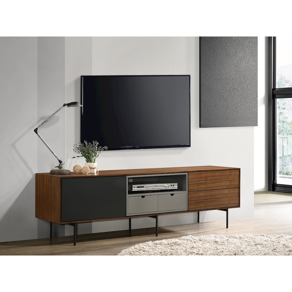 Calico Entertainment Center In Walnut Veneer With Storage