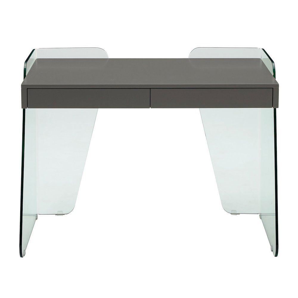 Archie Office Desk In Gray High Gloss With Storage