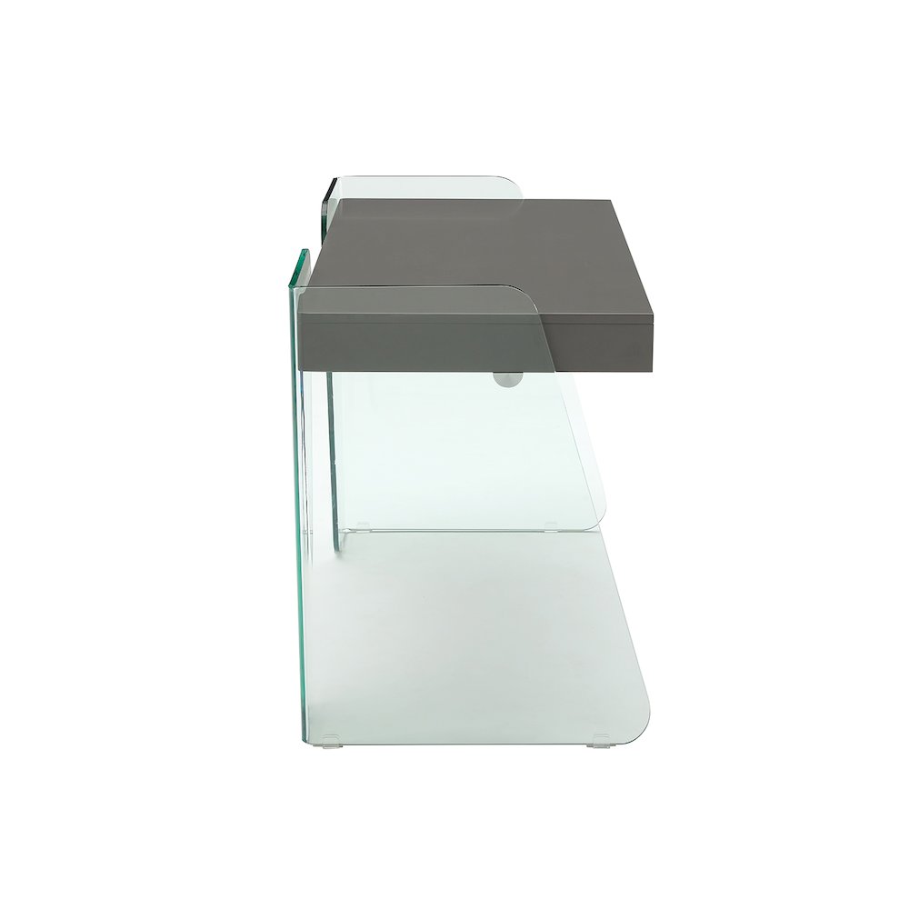 Archie Office Desk In Gray High Gloss With Storage