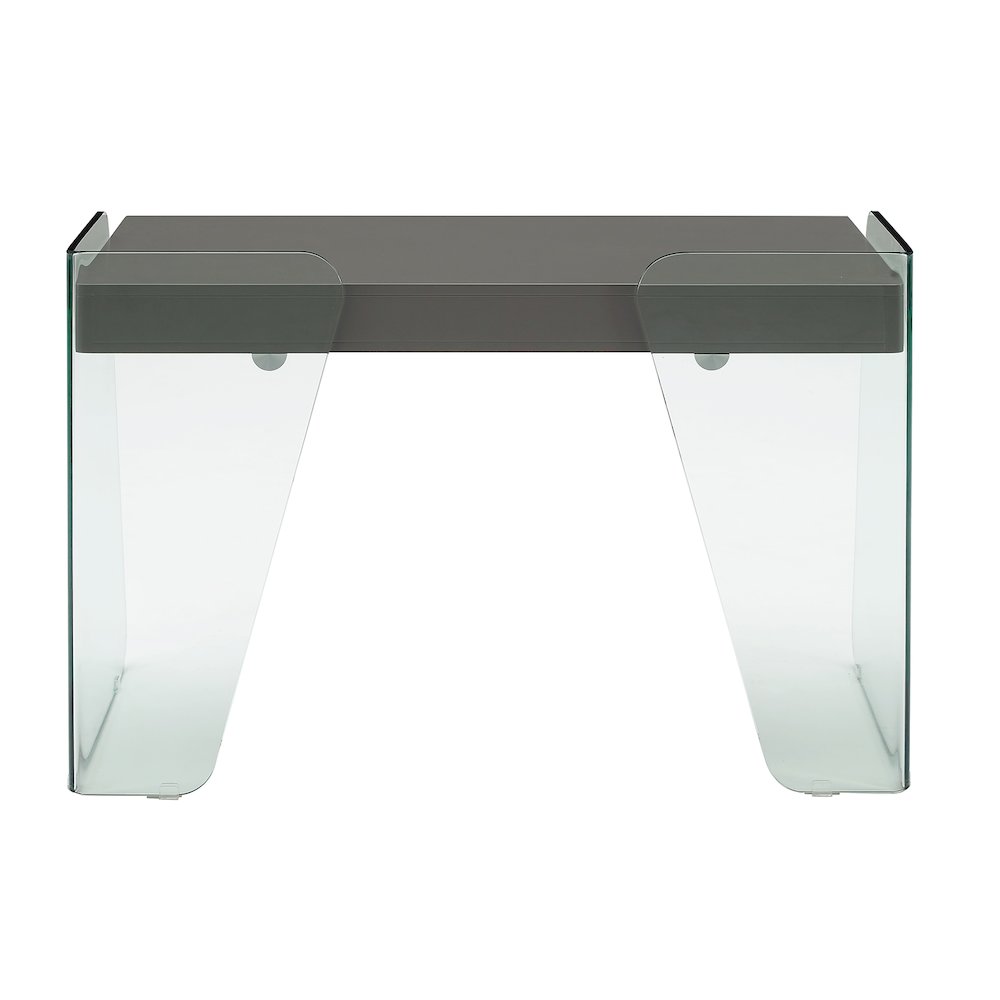 Archie Office Desk In Gray High Gloss With Storage