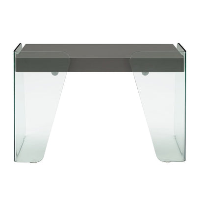 Archie Office Desk In Gray High Gloss With Storage