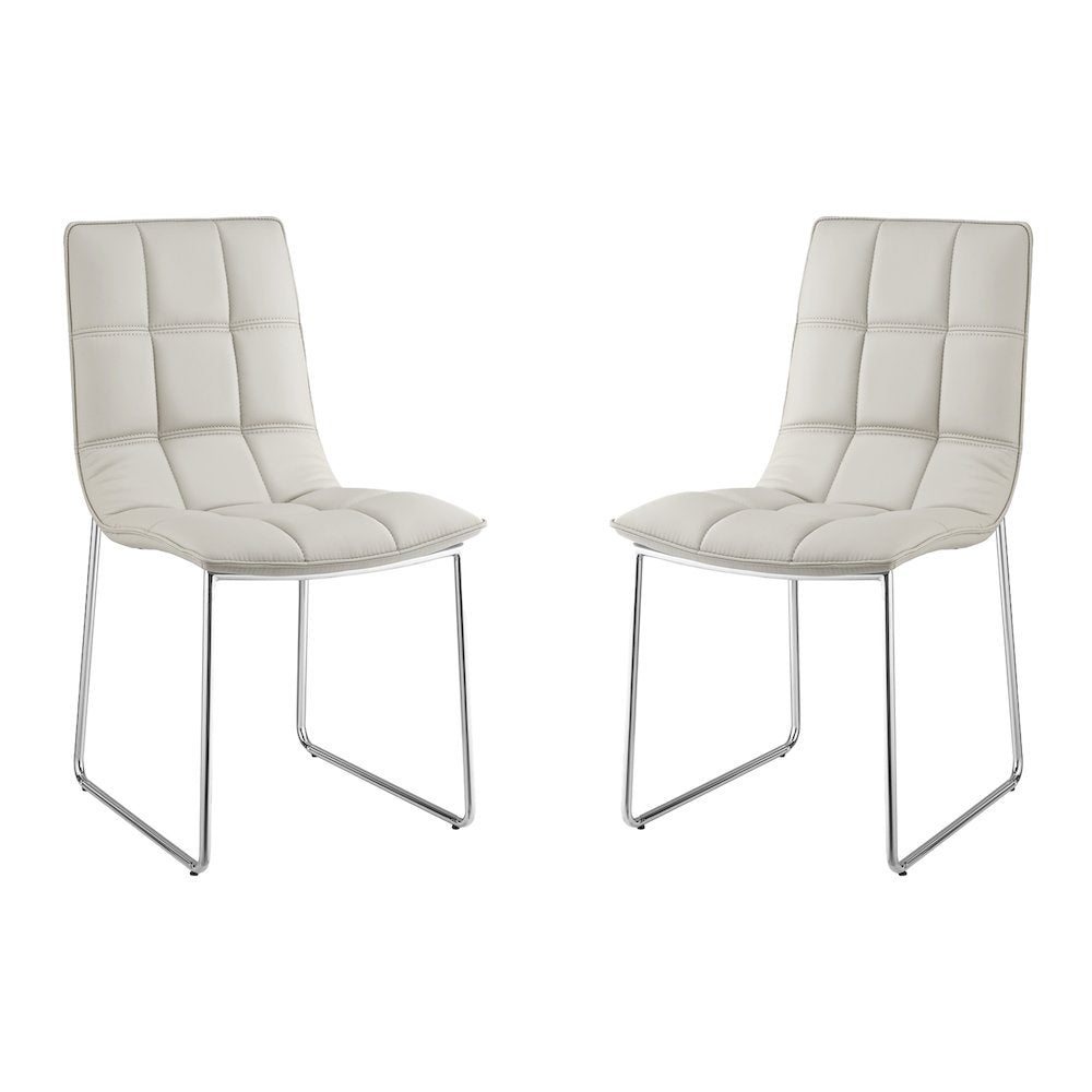 Leandro Set Of 2 Dining Chair In Taupe Pu Leather