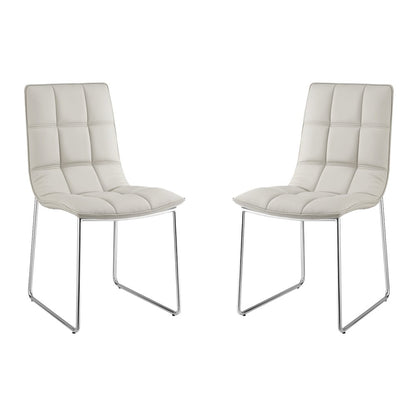 Leandro Set Of 2 Dining Chair In Taupe Pu Leather