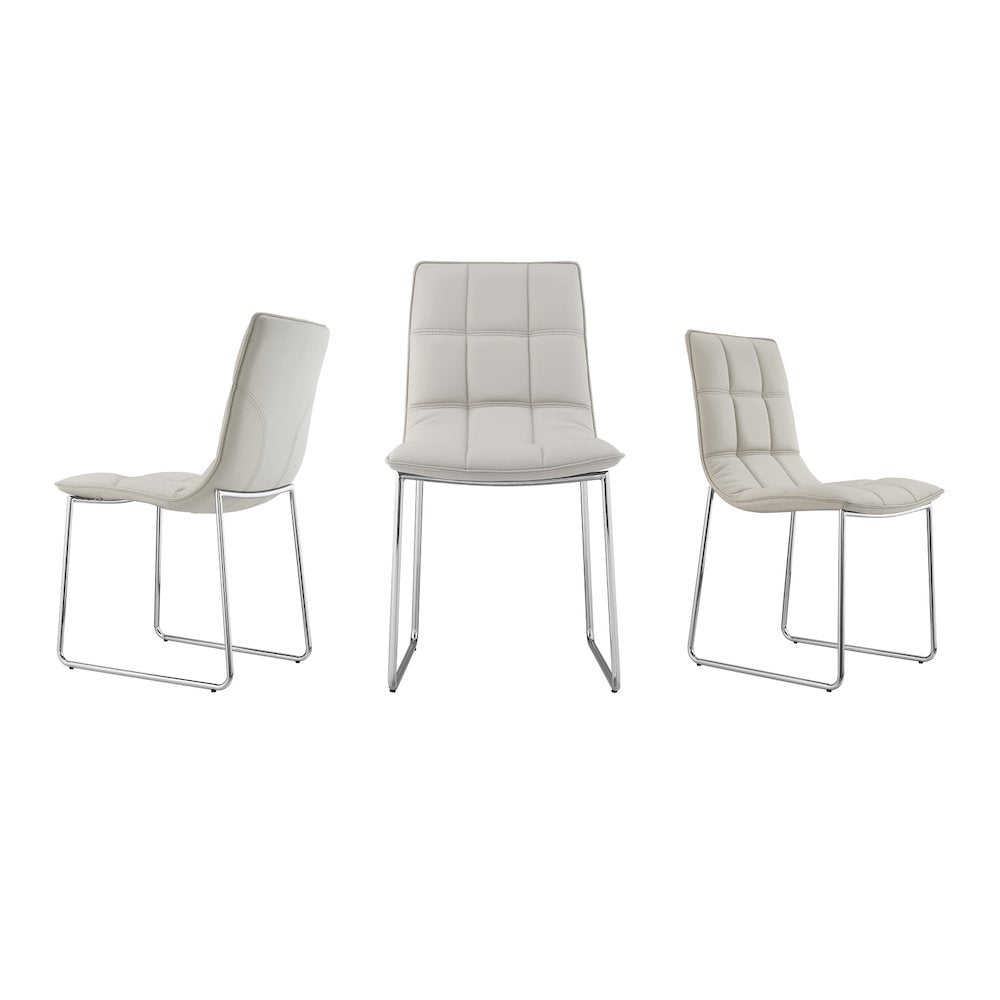 Leandro Set Of 2 Dining Chair In Taupe Pu Leather