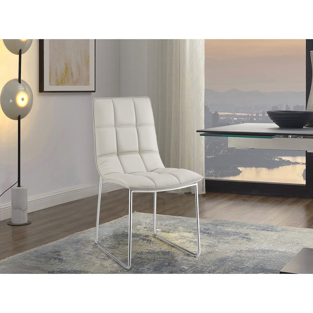 Leandro Set Of 2 Dining Chair In Taupe Pu Leather
