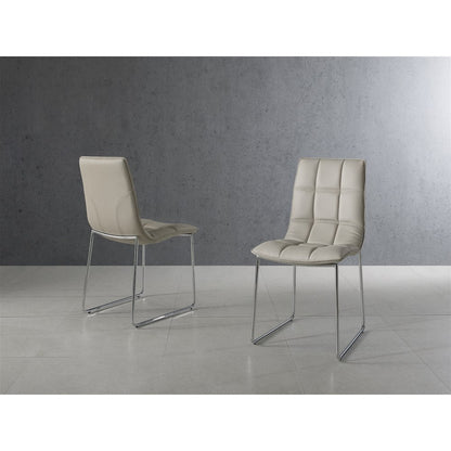 Leandro Set Of 2 Dining Chair In Taupe Pu Leather